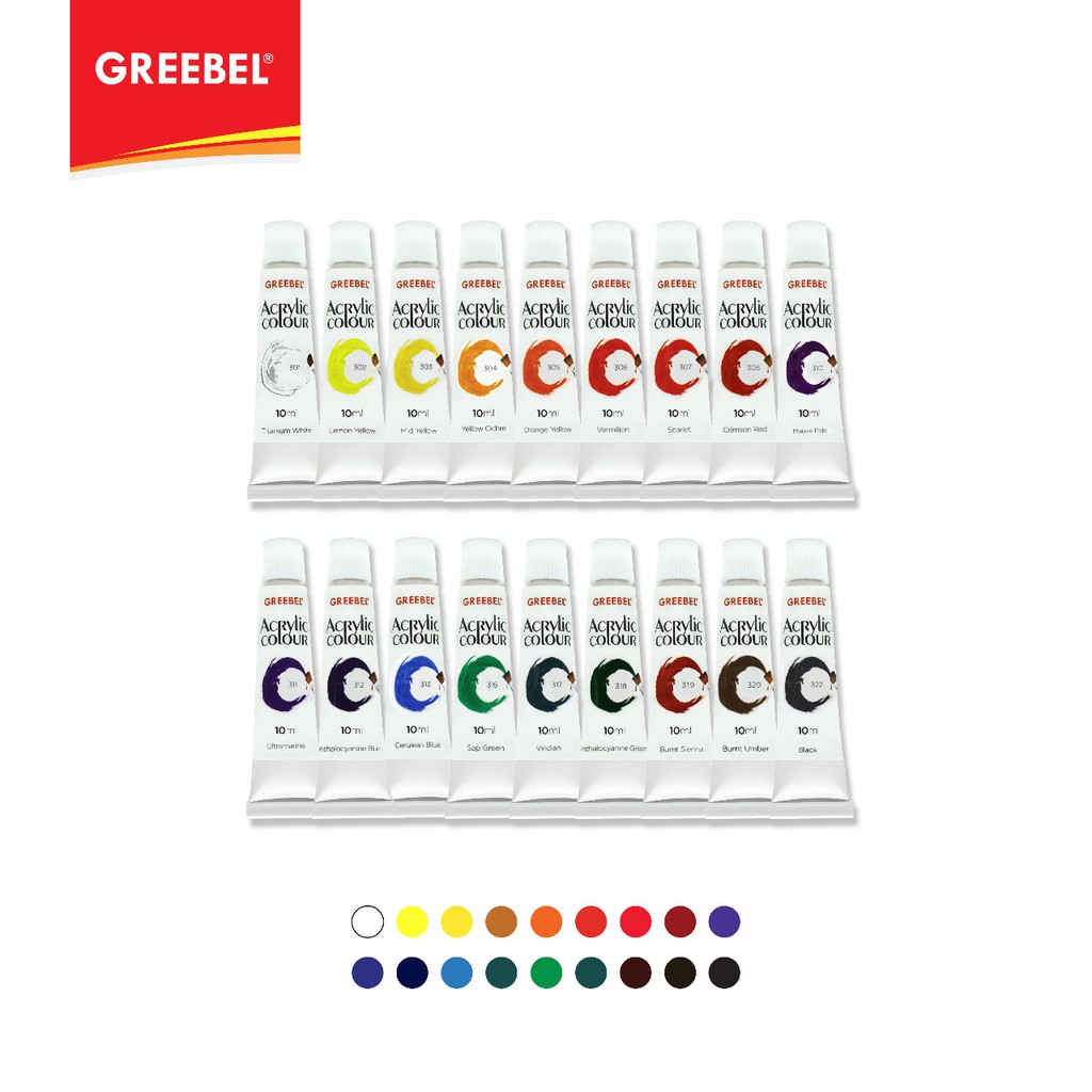 GREEBEL Cat Akrilik / Acrylic Colour / Acrylic Paint 10ml (18pcs/box)