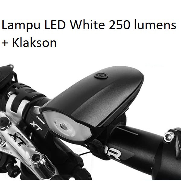 Lampu depan Klakson sepeda LED waterproof rechargeable Terang Nyaring