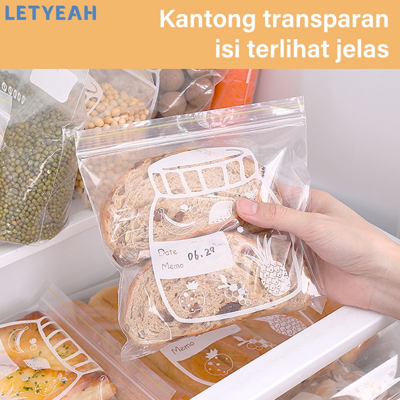 letyeah Plastik ziplock kantong reusable/slider bag untuk penyimpan makanan/kulkas fresh bag