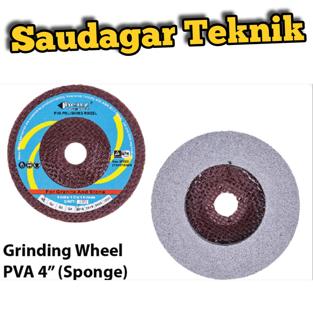 Mata Poles gerinda 4inch Kaca Keramik / Sponge PVA 4 inch grit400, 320,180,100