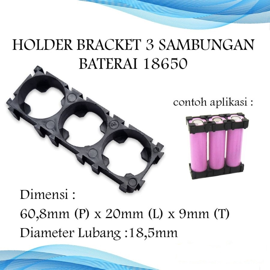 HOLDER BRACKET BRAKET SAMBUNGAN BATERAI 18650 3 SLOT TEMPAT BATRE