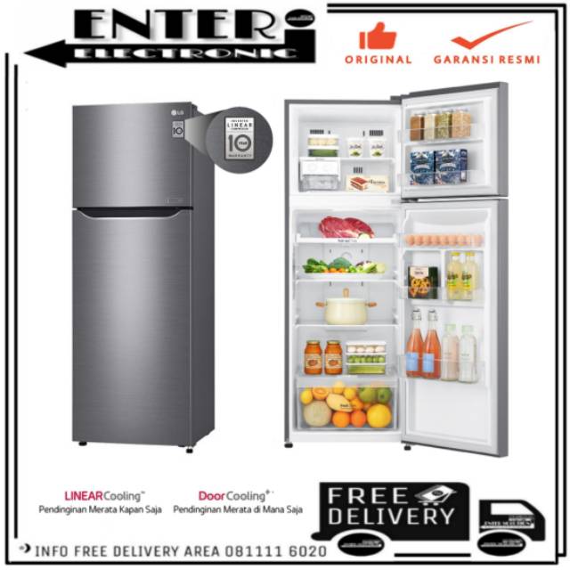 LG GNC272SLCN - LG LEMARI ES 2 PINTU LINEAR INVERTER DOOR COOLING REFRIGERATOR LG GN C272SLCN SILVER
