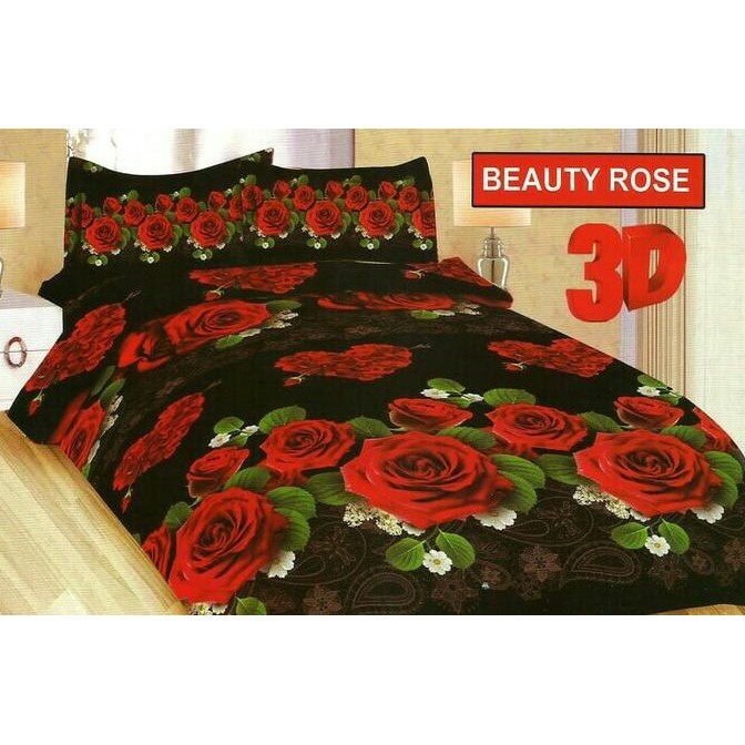 Termurah Sprei Bonita Beauty Rose No.2 Queen 160 Seprai Hitam Mawar Merah Black Berkualitas