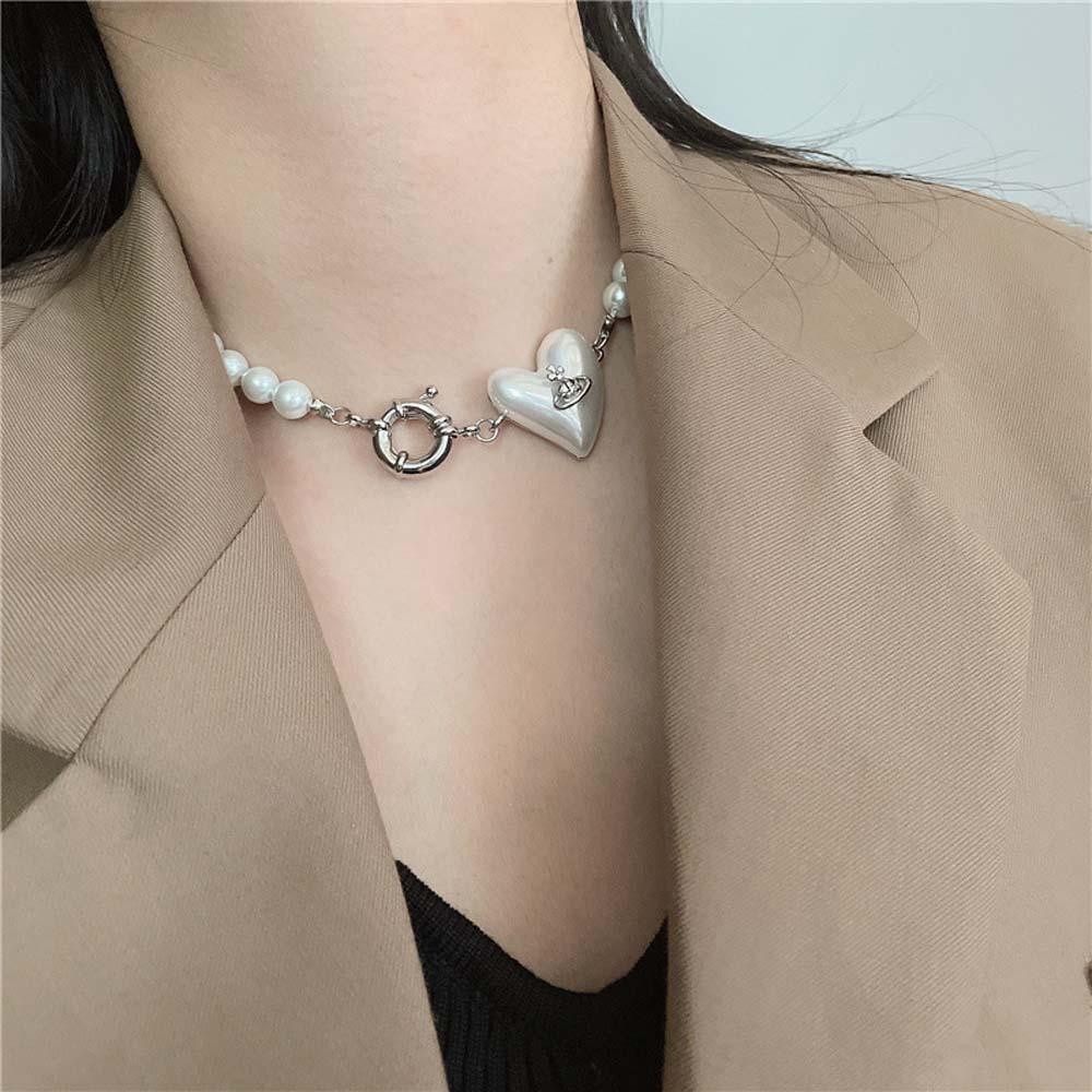 Needway Kalung Tulang Selangka Elegan Romantis Saturnus Planet Alloy Retro Untuk Wanita Anting Tusuk