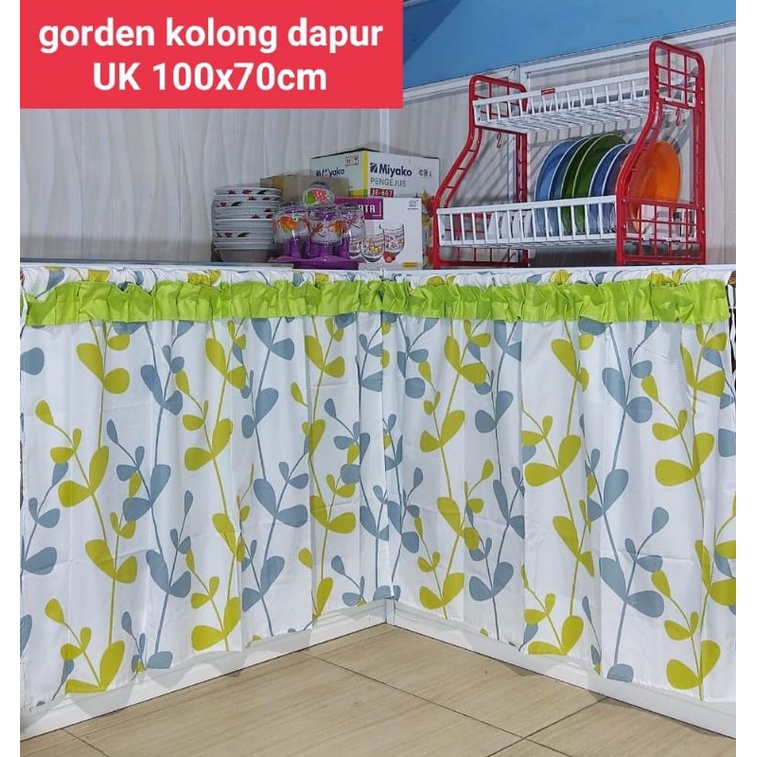 Gorden Kolong Dapur Minimalis/Bawah Kompor Motif Montero/Daun Hijau