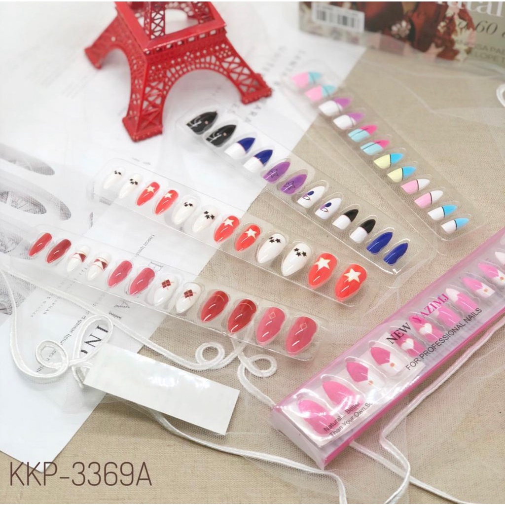 kuku palsu motif premium YZ high quality set 12 pcs box nail art fake nail