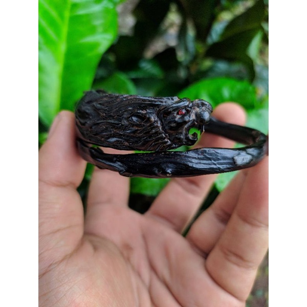 Akar Bahar hitam gelang akar Bahar hitam ukir singa minimalis