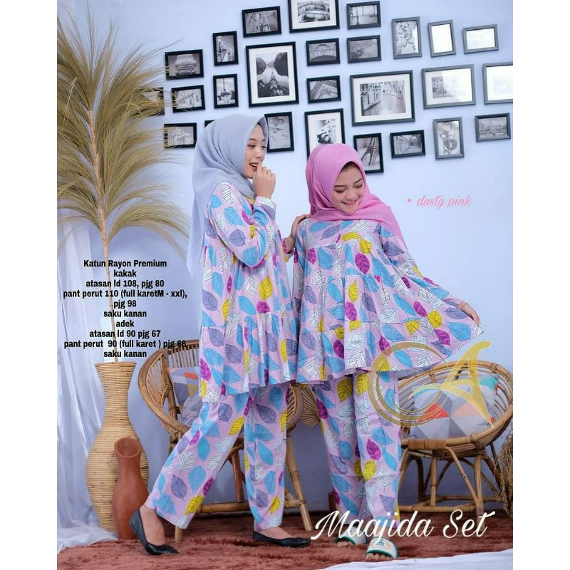 Majida Set Couple. Setelan Rayon Ibu Anak. Setelan Kakak Adik. Setelan Rayon Couple