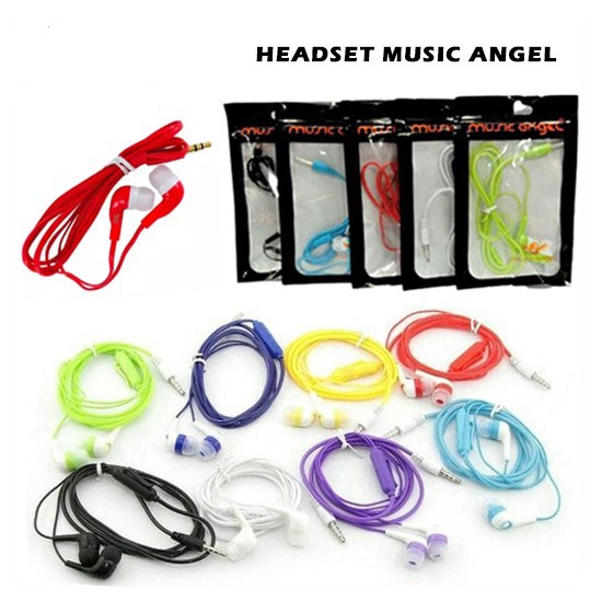 Headset Earphones Music Angel Handsfree Handfree Musik Stereo Super Bass