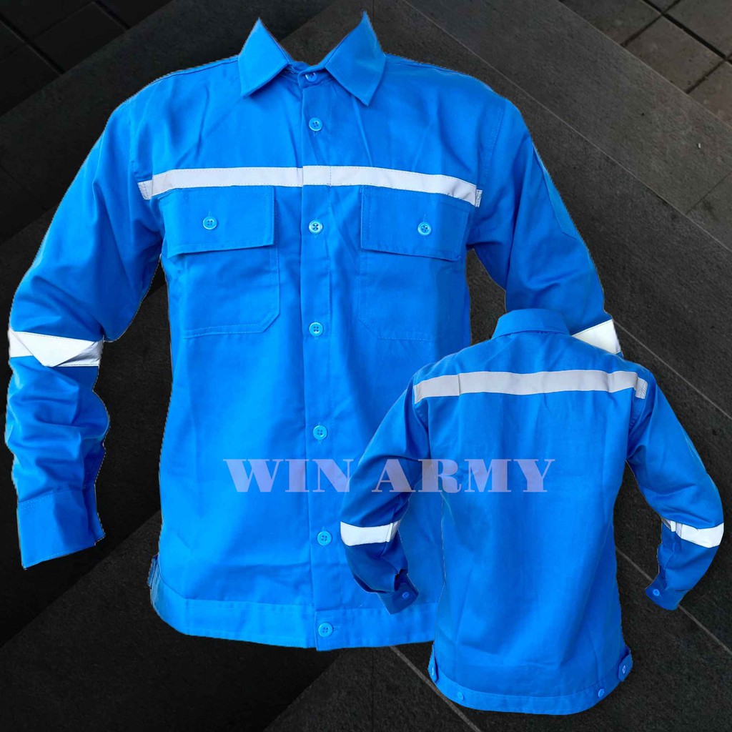 Kemeja Safety seragam pakaian baju PDL lengan panjang kerja lapangan proyek pabrik safety wearpack katelpak