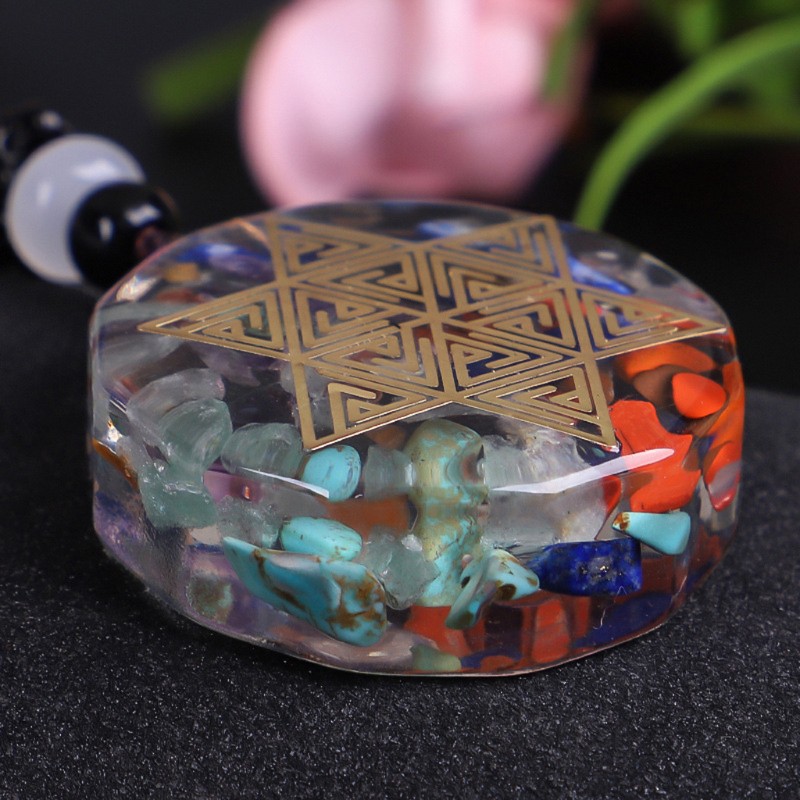 Moonlight&quot; Orgonite Energy Pendant 7 Chakras Reiki Healing EMF Protection Pendant Necklace