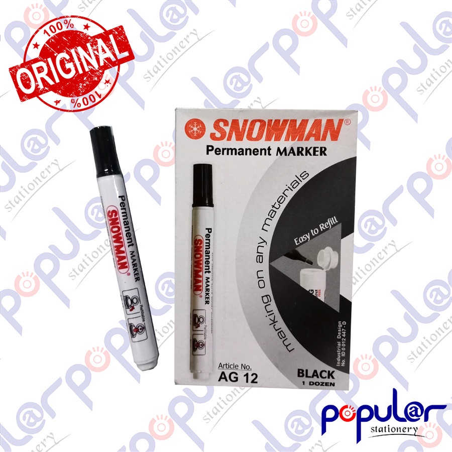 

Spidol SNOWMAN Permanent AG 12 Hitam / Biru / Merah