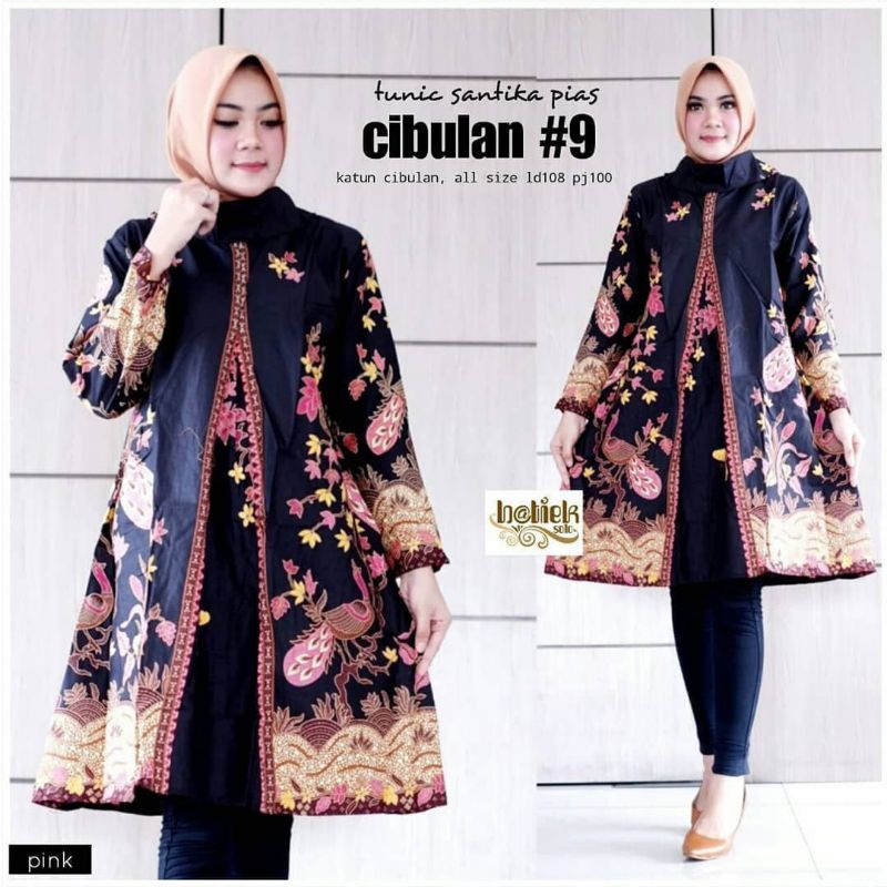 PAKAIAN WANITA TUNIK BATIK CANTIK KEKINIAN BAJU KERJA  ATASAN WANITA TUNIK TERBARU MODERN