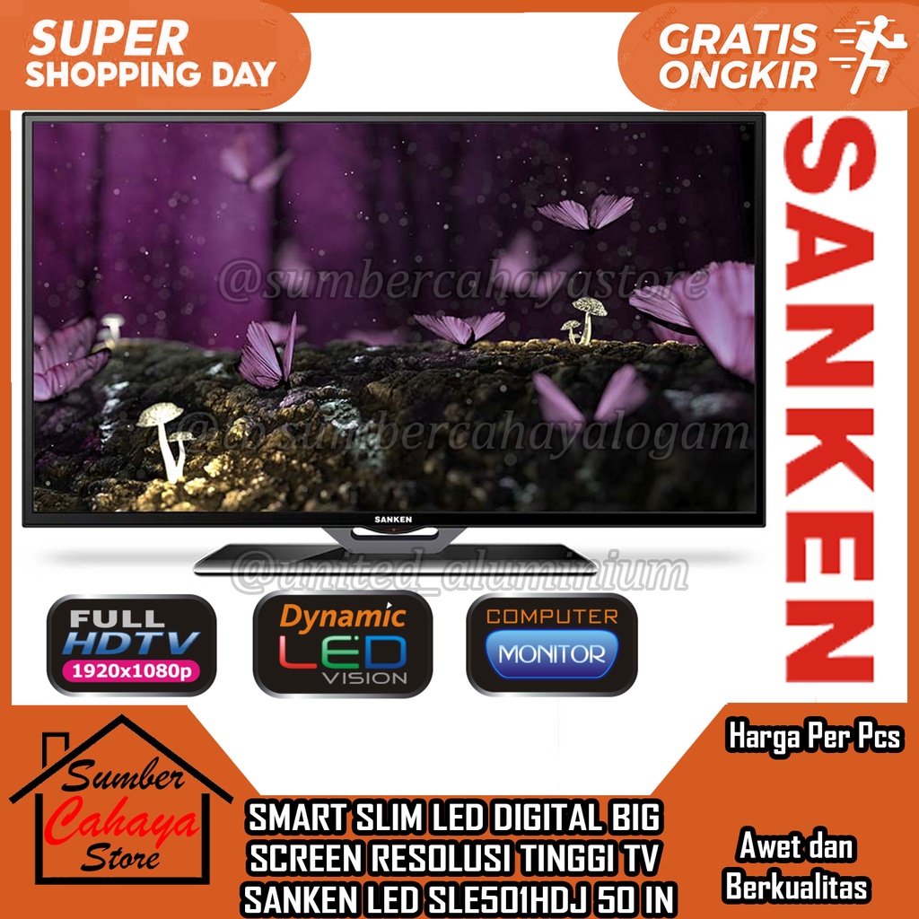 TV LED 50 inch Digital Televisi SANKEN SLE501HDJ ANDROID TIVI FULL HD DISPLAY SMART SLIM TELEVISON T