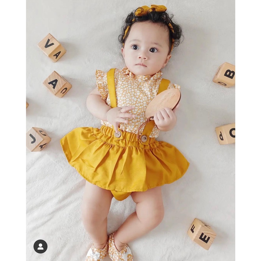 Jumper Baju Setelan Jumpsuit Bunga Bandana Sepatu Pergi Lucu Fashion Anak Bayi Perempuan Cewek AIKO / CLAIRE B / FLORIDA / AUDY CLARA GIANNA MICHA MICHELLE SIENA