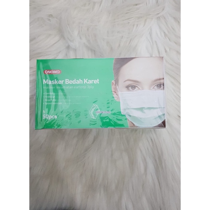 MASKER ONEMED KARET MEDIS ISI 50PCS HIJAU / BIRU / ABU ABU