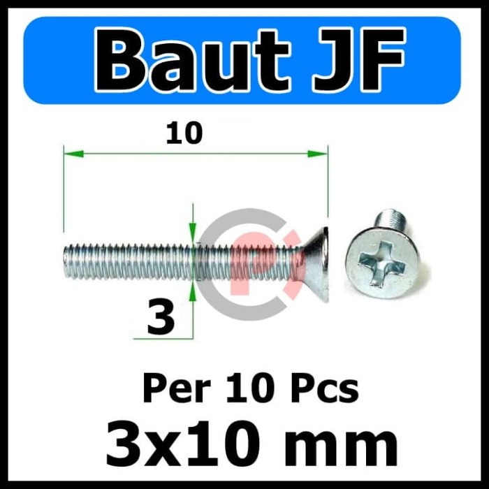 Per 10 Pcs Baut Bolt JF 3x10 mm Per 10pcs