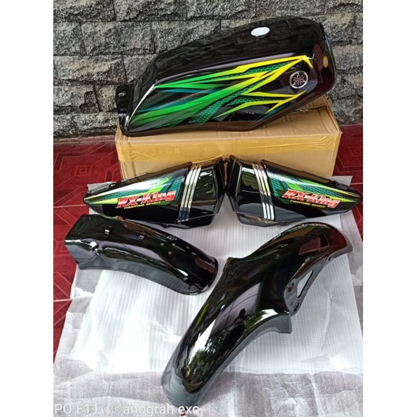 body set baju set bodi motor rx king 2005 hitam list hijau