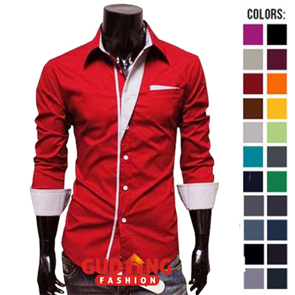 Kemeja Panjang Pria Korean Style Slim Fit Casual Modern - Banyak Pilihan Warna LNG (COMB)
