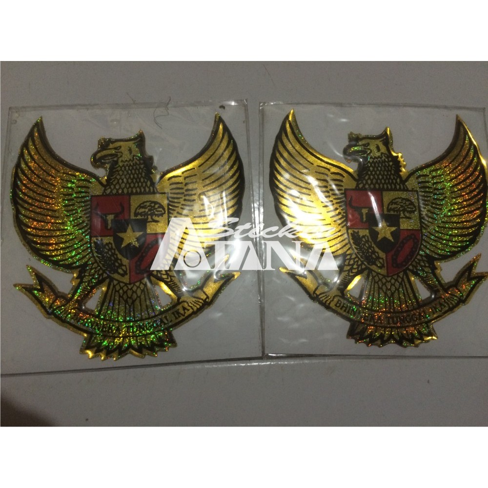 Stiker Timbul Cutting Embos 3D Garuda Pancasila Indonesia  7 x 7 cm Redlective Nyala