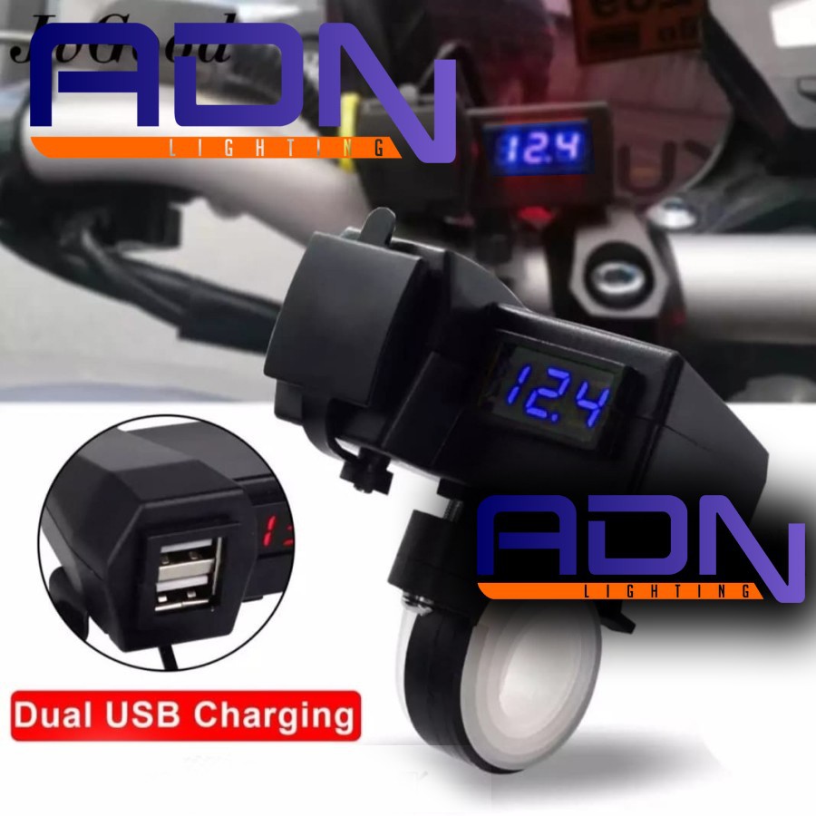 Jual Casan Hp Motor Usb Voltmeter Stang Motor Universal Charger Volt