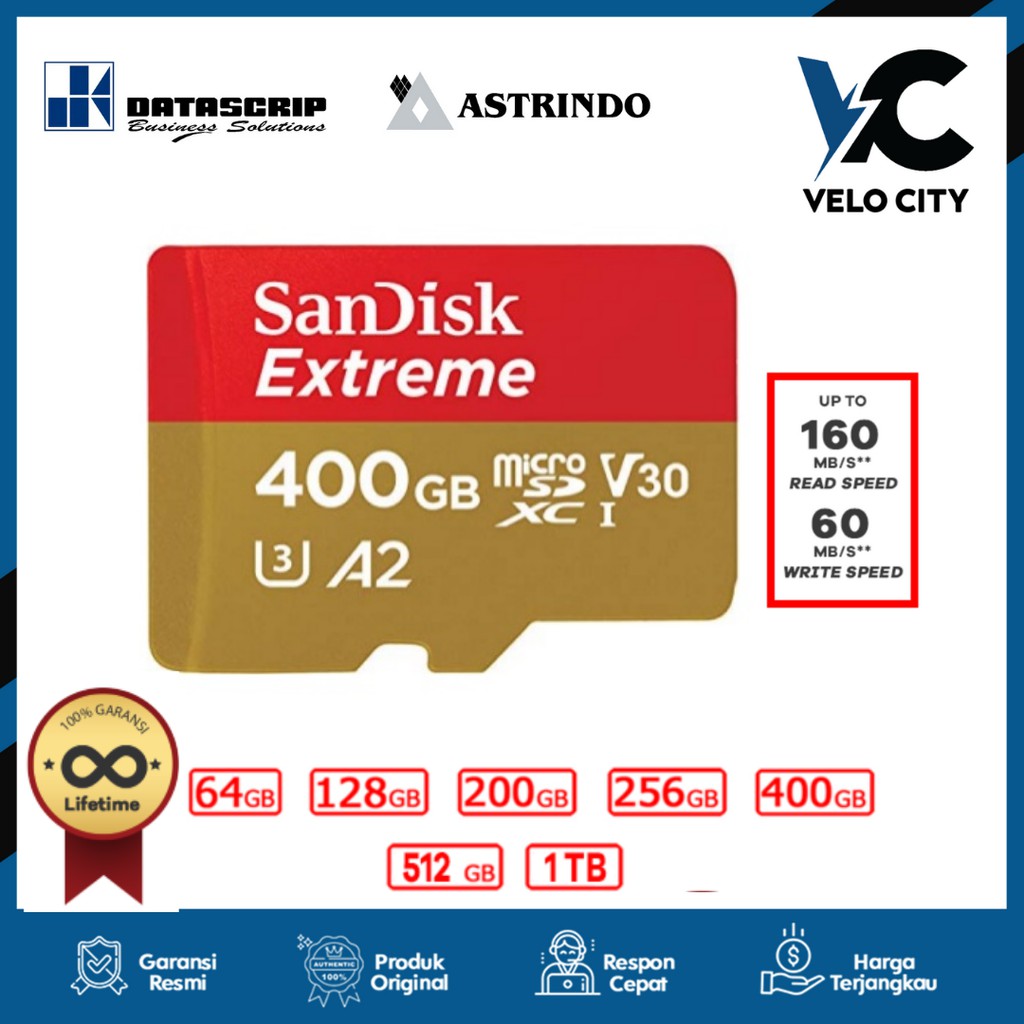 Memory Card Micro sd 400Gb CL10 160Mbps Extreme Original Garansi LIFE TIME