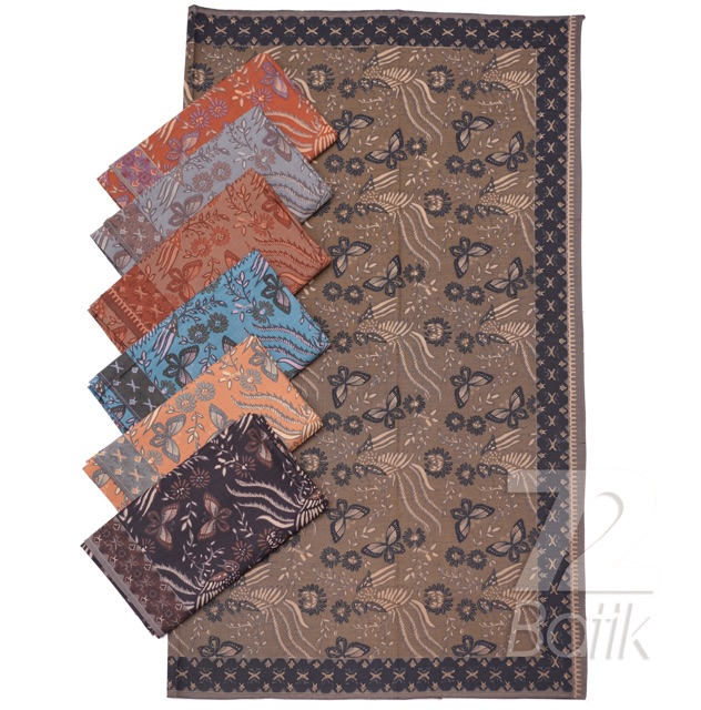 BAHAN BATIK PREMIUM Katun Motif Kupu Kupu Warna Two Tone Pagi Sore Merah Salmon 729193 Cap 72 Jarik Jarit Samping Kebat Panjang Batik Katun Modern Premium Bahan Seragam Batik Pernikahan Kantor Keluarga Murah Kamen Jadi Batik Bali Lembaran