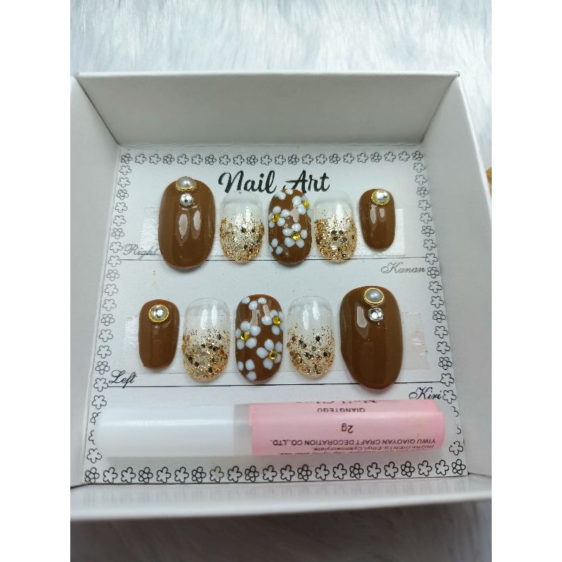 kuku palsu unik + sudah bonus lem + beli 2 dapat free sticker kuku