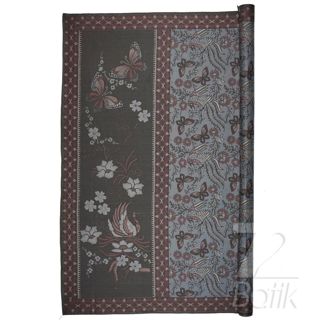 BAHAN BATIK PREMIUM Katun Motif Kupu Kupu Two Tone Pagi Sore Warna Abu Grey Gray 722452 CAP 72 - Jarik Jarit Samping Kebat Panjang Batik Katun Modern Premium Bahan Seragam Batik Pernikahan Kantor Keluarga Murah Kamen Jadi Batik Bali Lembaran