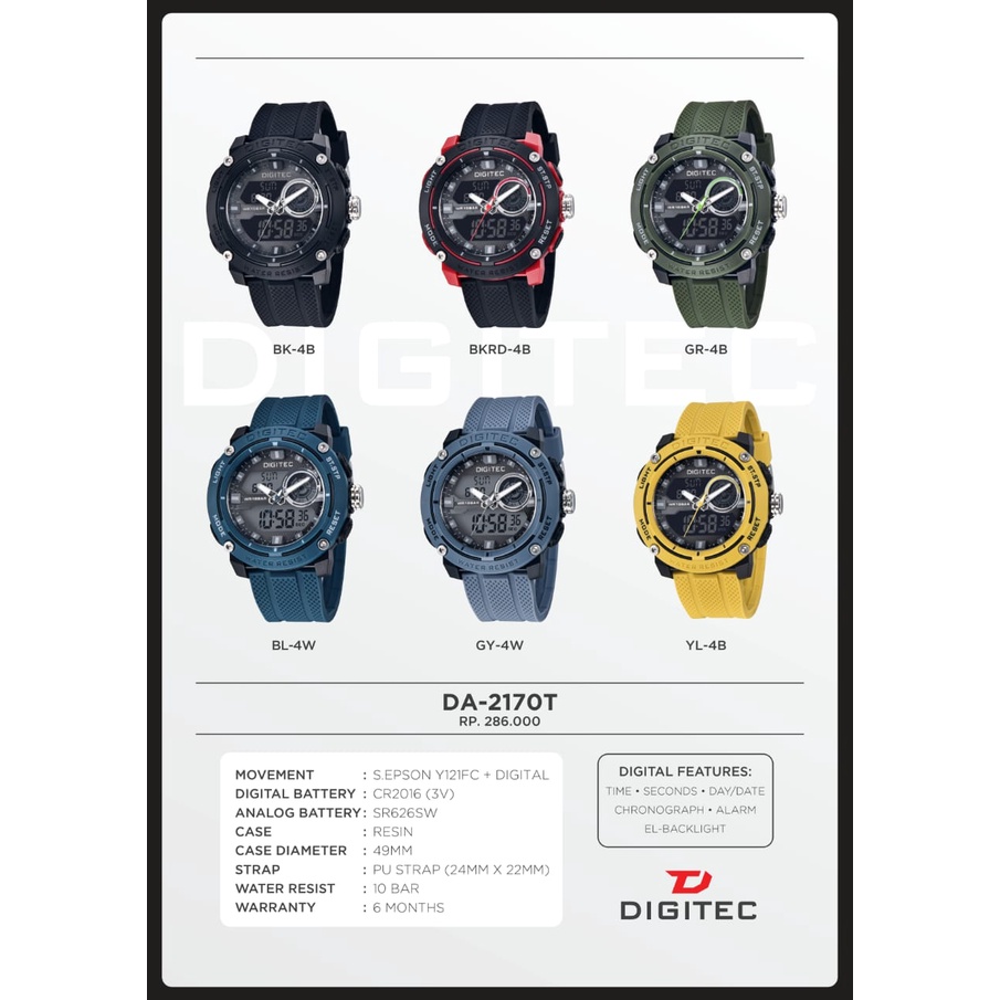 JAM TANGAN PRIA DIGITEC 2170 ORIGINAL WATER RESISTANT INCLUDE BOX+KARTU GARANSI