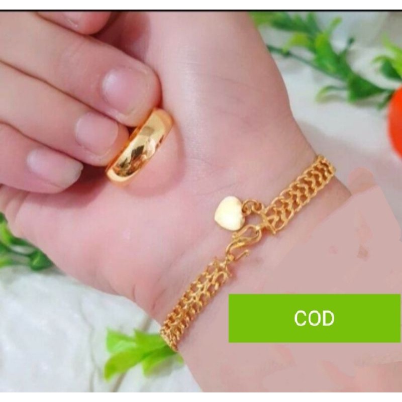 COD gelang tangan titanium free cincin coin logam asli anti karat tidak luntur