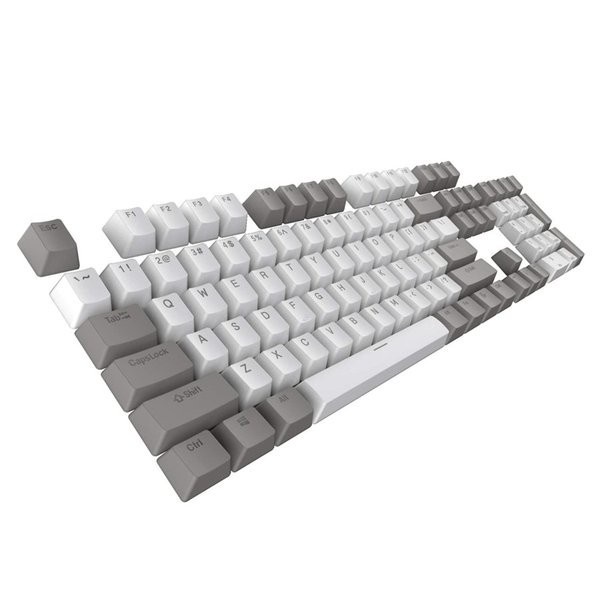 Tecware Double Shot PBT Backlit Keycaps for Mechanical Keyboard - Two Tone White-Grey atau Black-Grey