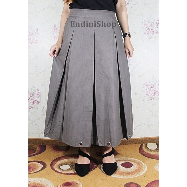 Rok Wanita Panjang 7/8 Bot Ring Numia Namira Maxi Skirt Modis Pakaian Wanita-Abu Tua