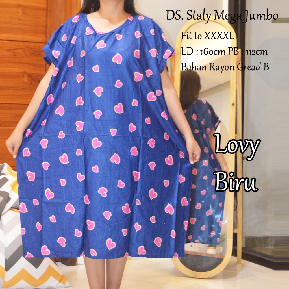 Daster Mega Jumbo Staly LD 160cm || Daster Jumbo Murah-Lovy biru A