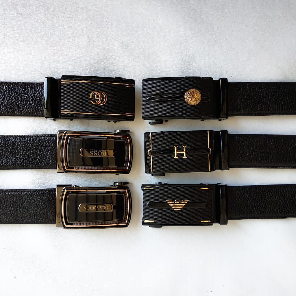 RELIO Resleting 125 CM Hitam Ikat Pinggang kulit sapi Rel Sabuk Cowok Pria Ukuran Standar Normal - Originale Leather Belt