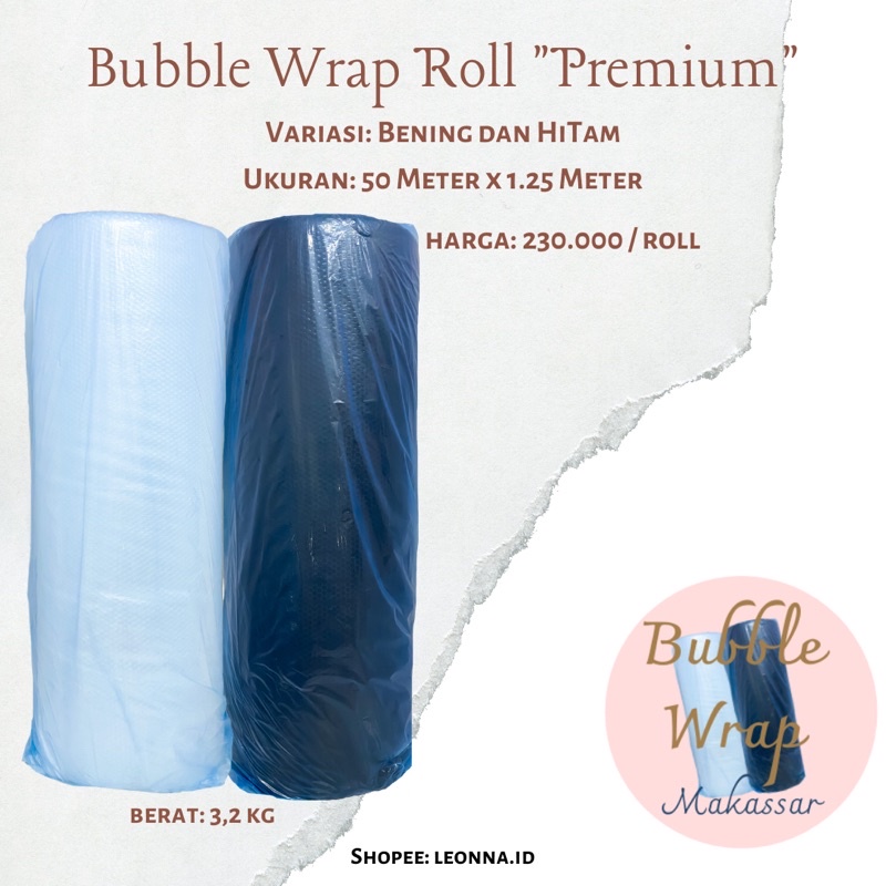 

Bubble Wrap 1 Roll 50 Meter / Bubble Wrap Roll / Bubble Wrap Bening / Bubbe Wrap Hitam