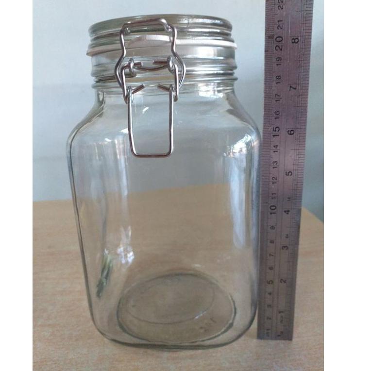 Hermetico Jar 2 mL / Toples Kaca Hermetico 2 Liter / Toples Kaca Jepit Kait Karet / Toples Kotak L0I