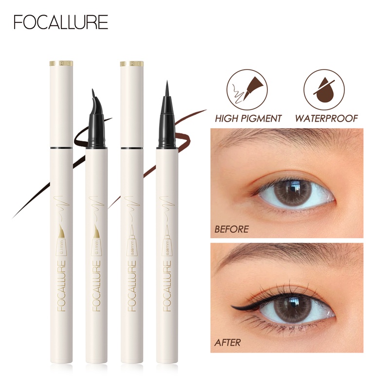 FOCALLURE Liquid Eyeliner All-Day Long Lasting Waterproof -Tahan air Black Liquid Eyeliner Pensil