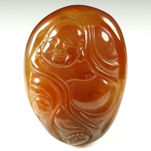 CV111 Natural Namibian Red Fire Agate Carving Buddha 620ct