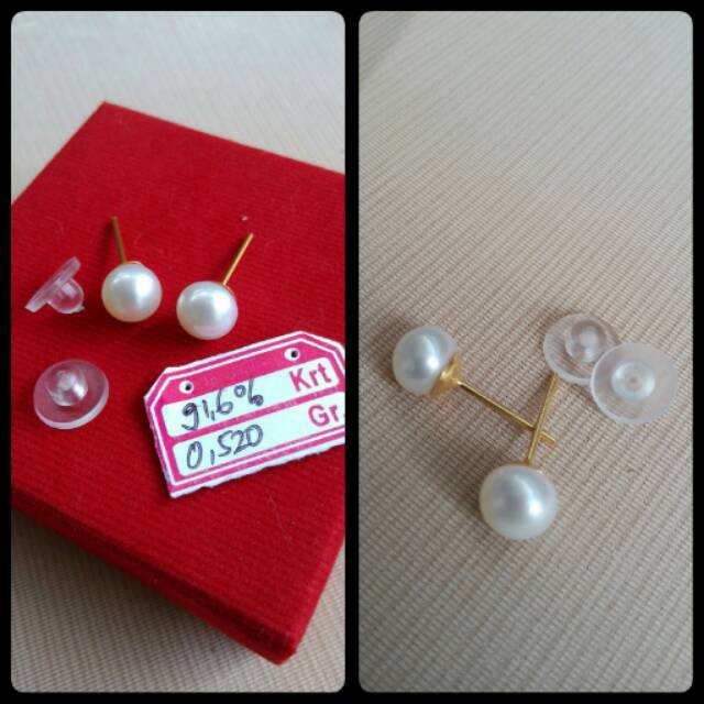 Giwang emas mutiara lombok