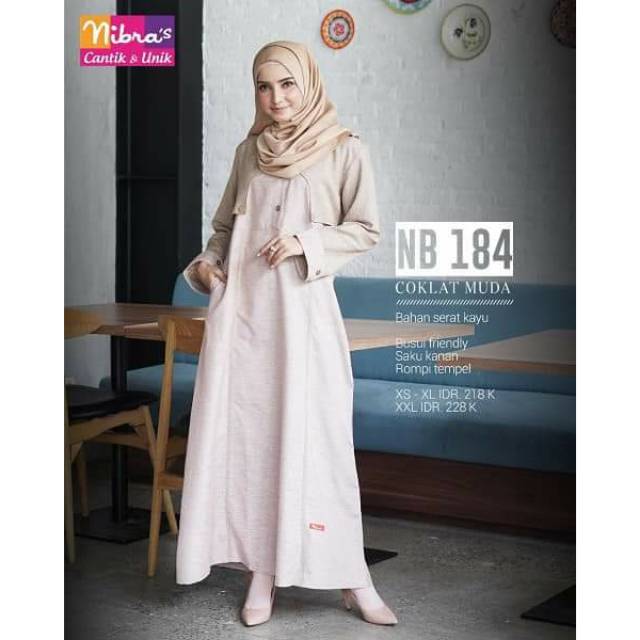 Gamis NIBRAS NB 184 Coklat Muda, Abu Muda || Gamis Promo || Nibras Alnita Haihai