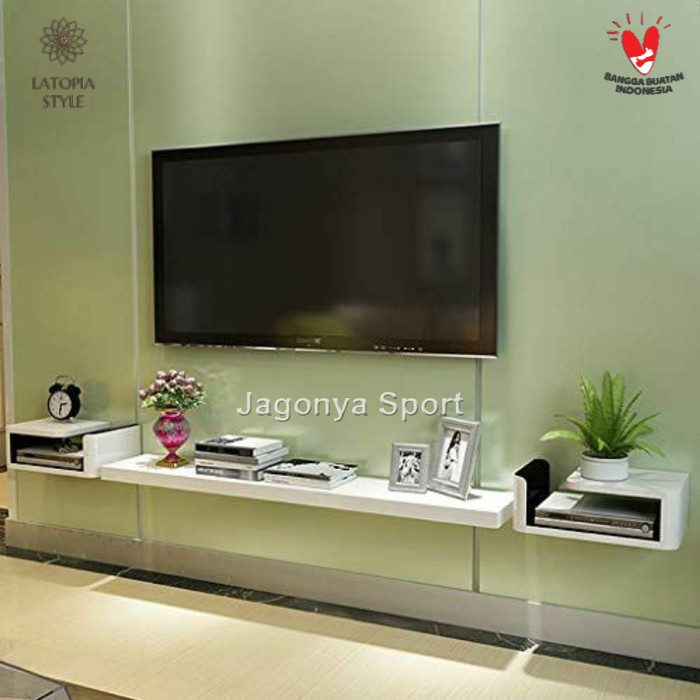 Rak Tv / Rak Dinding Ambalan Minimalis Kayu Serbaguna - Hitam