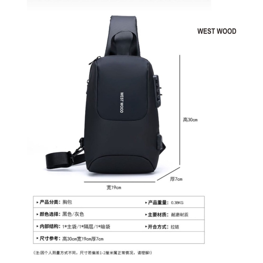 Sling Bag WW Dengan Kunci Kombinasi M957