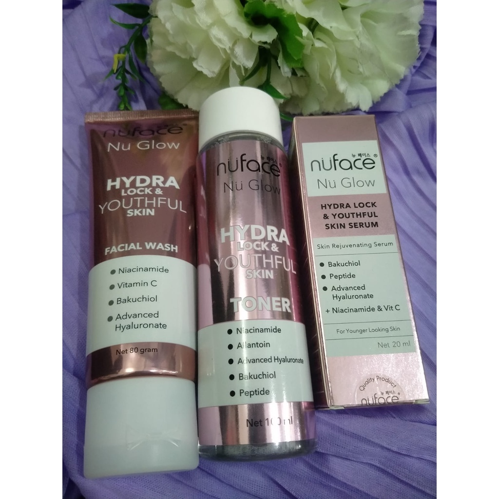 PAKET Nuface Nu Glow Hydra Lock &amp; Youthful (Isi 3)