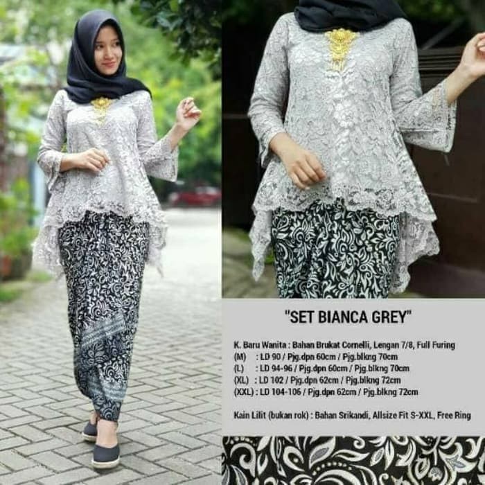 KEBAYA MODERN BRUKAT RINJANI GREY - GREY