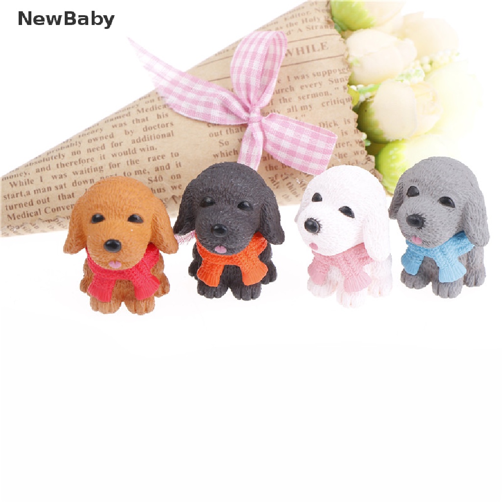 Newbaby 4pcs Miniatur Anjing Bahan Resin Untuk Dekorasi Taman Minifairy Gardenrumah Boneka