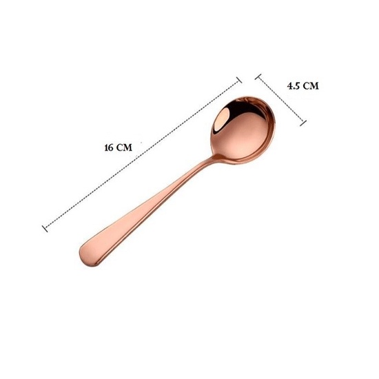 Spoon Stainless Steel Big Round ROSEGOLD 16 CM - Sendok Bulat Es Cream Sendok Dessert