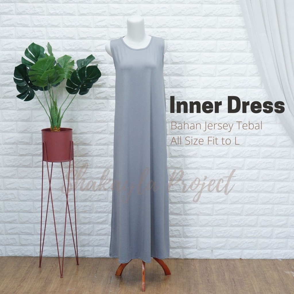 Inner Dress Singlet bahan Jersey Tebal Premium All Size Fit To L