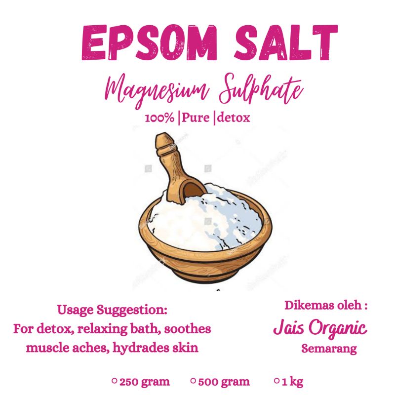 Epsom Salt / Garam Epsom / Magnesium Sulfat 500 gram (untuk berendam)