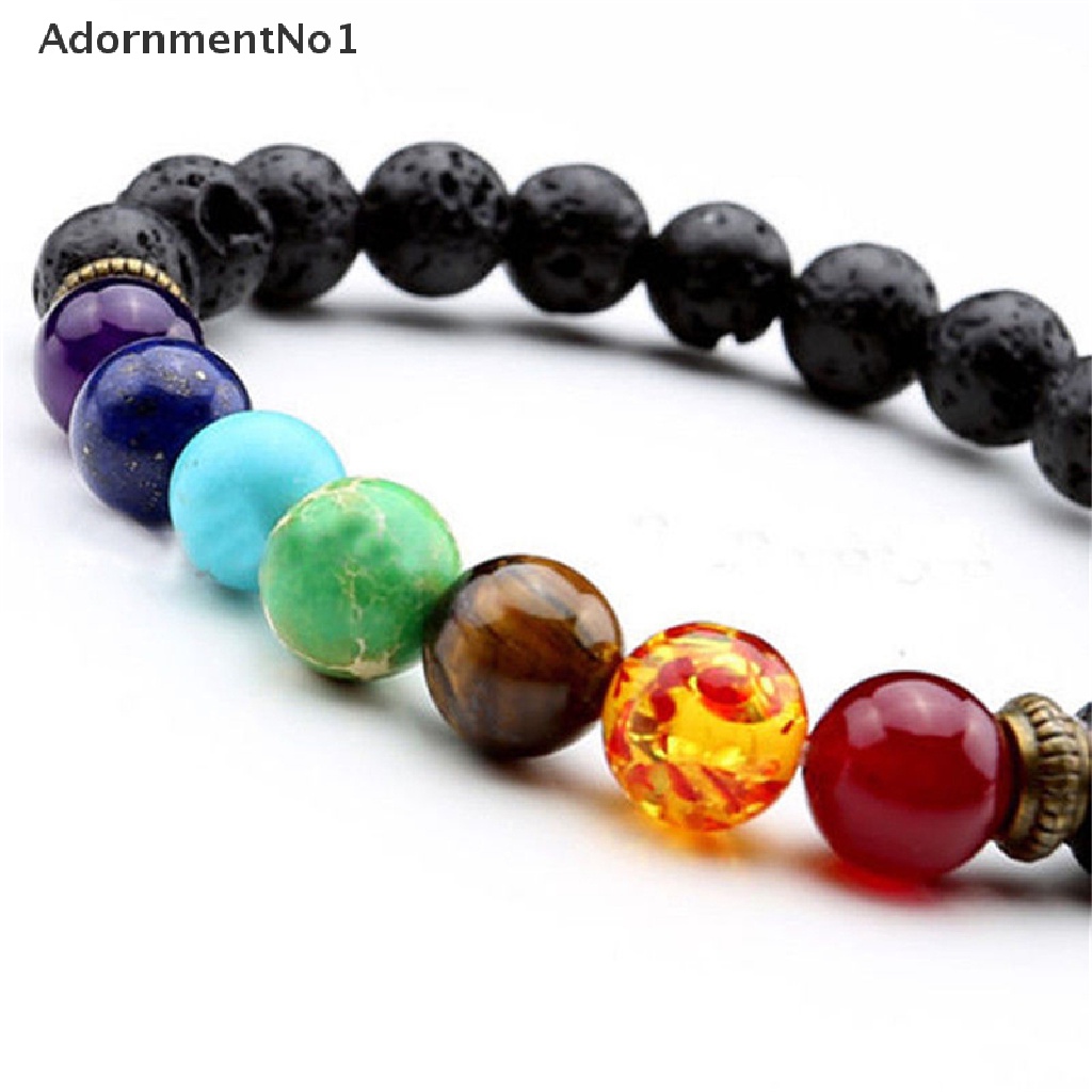 (AdornmentNo1) Gelang Kesehatan Manik Batu Lava 7 Chakra Healing Balance Untuk Unisex